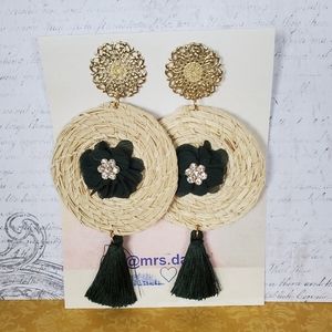 boho Natural Palm Hand Woven studs Earrings